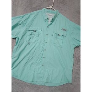 Columbia PFG Bahama Shirt Mens 2XL XXL Fishing Short Sleeve Teal Omni Shade